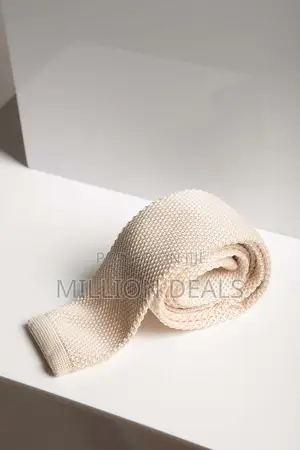 Classic Men's Rust Knitted Tie Cream Color