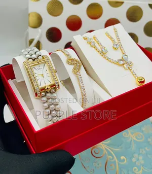 Photo - Dior Women Watch, Iced Necklace,Bracelet and Earrings Set 