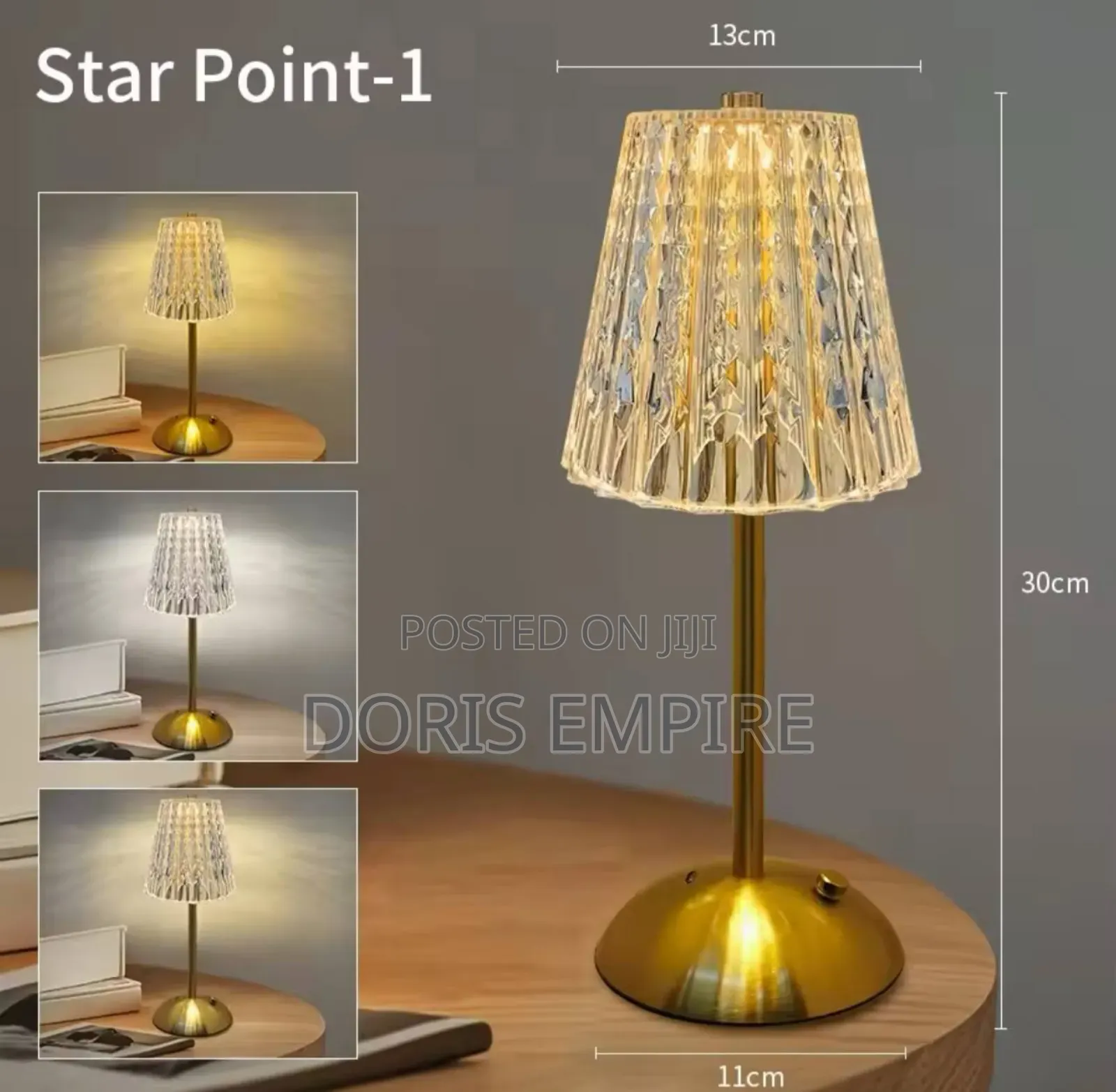 Rechargeable Crystal Led Table Lamp Touch Sensor Dimmable