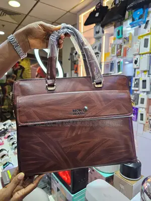 Mont Blanc Brown Leather Laptop Bag