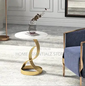 Coffee Side Stools - Modern Marble Top Side Table With Gold Metal Base