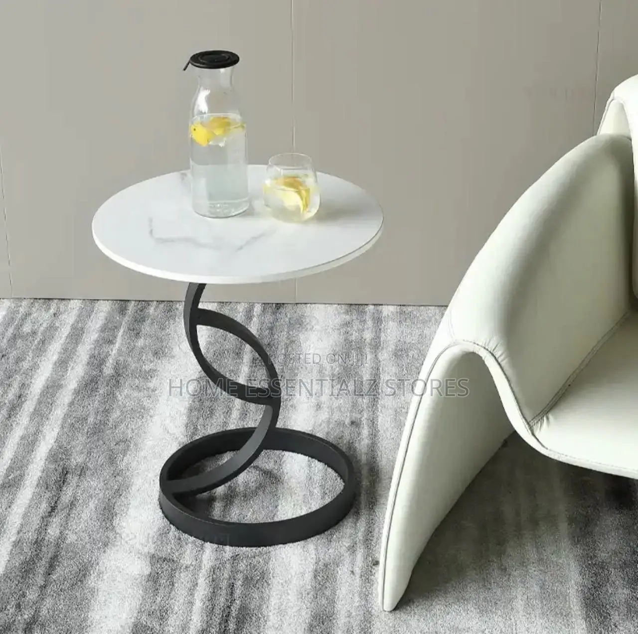 Coffee Side Stools - Modern Marble Top Side Table With Gold Metal Base