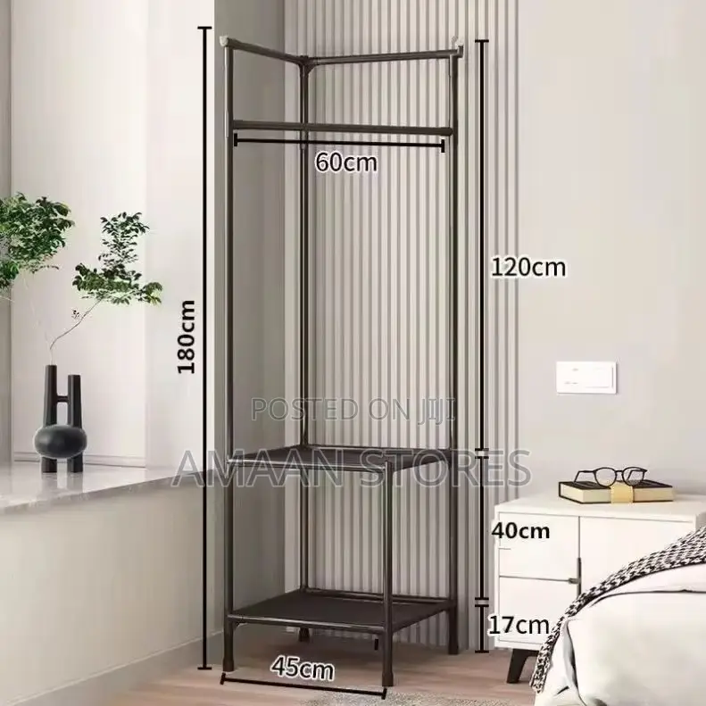 Corner Clothes Rack With Hangers Storage Shelves
