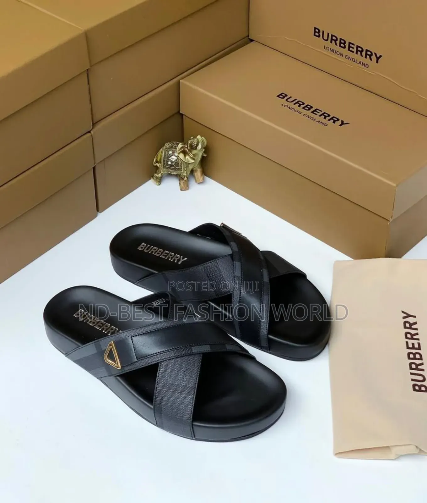 Burberry Leather Black Slippers