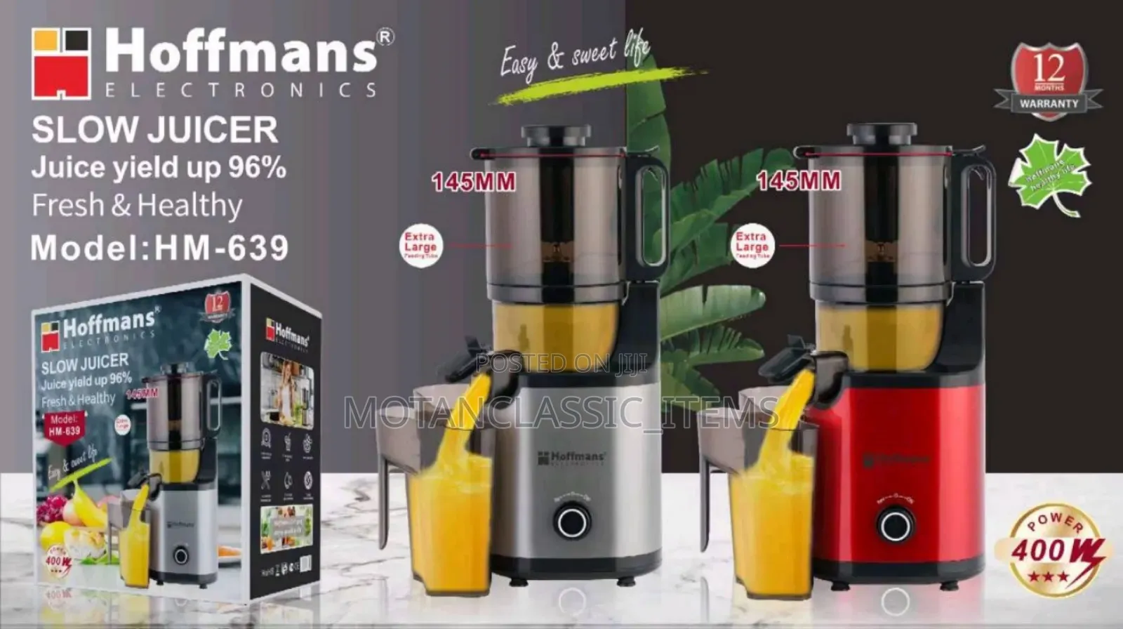 Hoffmans Electronics Slow Juicer Extractor Hm-639 - 400w