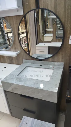 Photo - Gray Marble Top Cabinet With Inbuilt Basin.