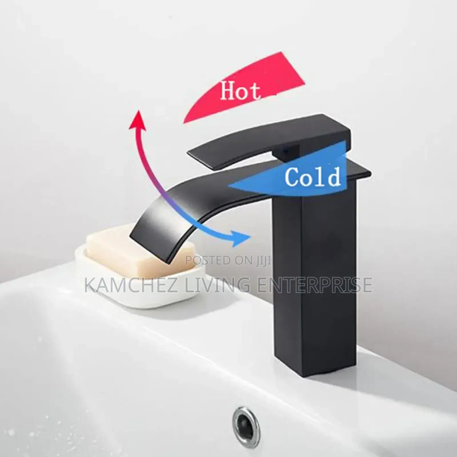 Black Waterfall Basin Mixer Tap – Hot Cold Control