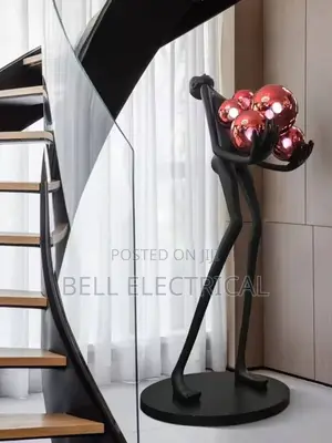 Humanoid Statue Sculpture Floor Lamp Long Arm Ball