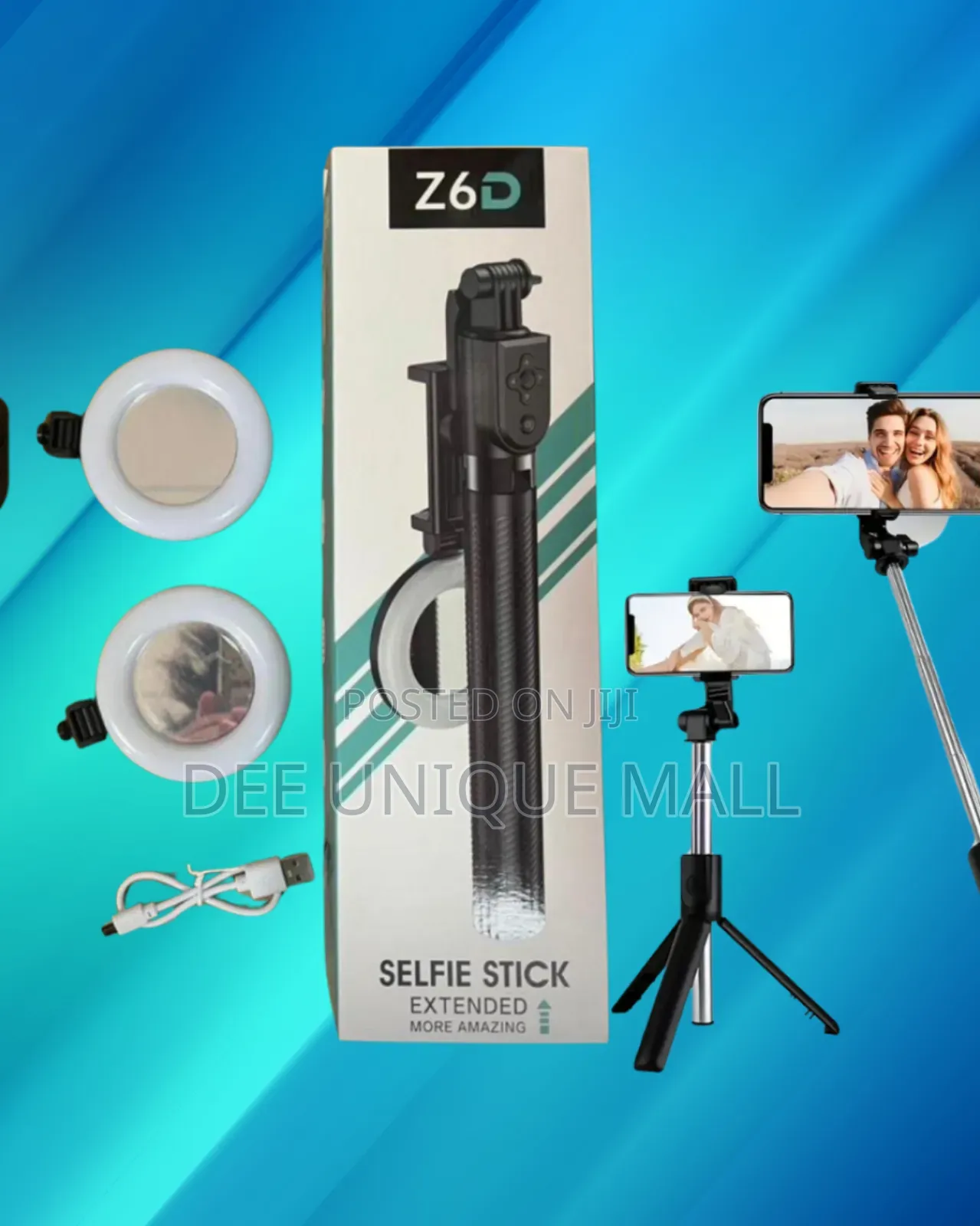 Selfie Stick Z6d With Double Ring Light Ring