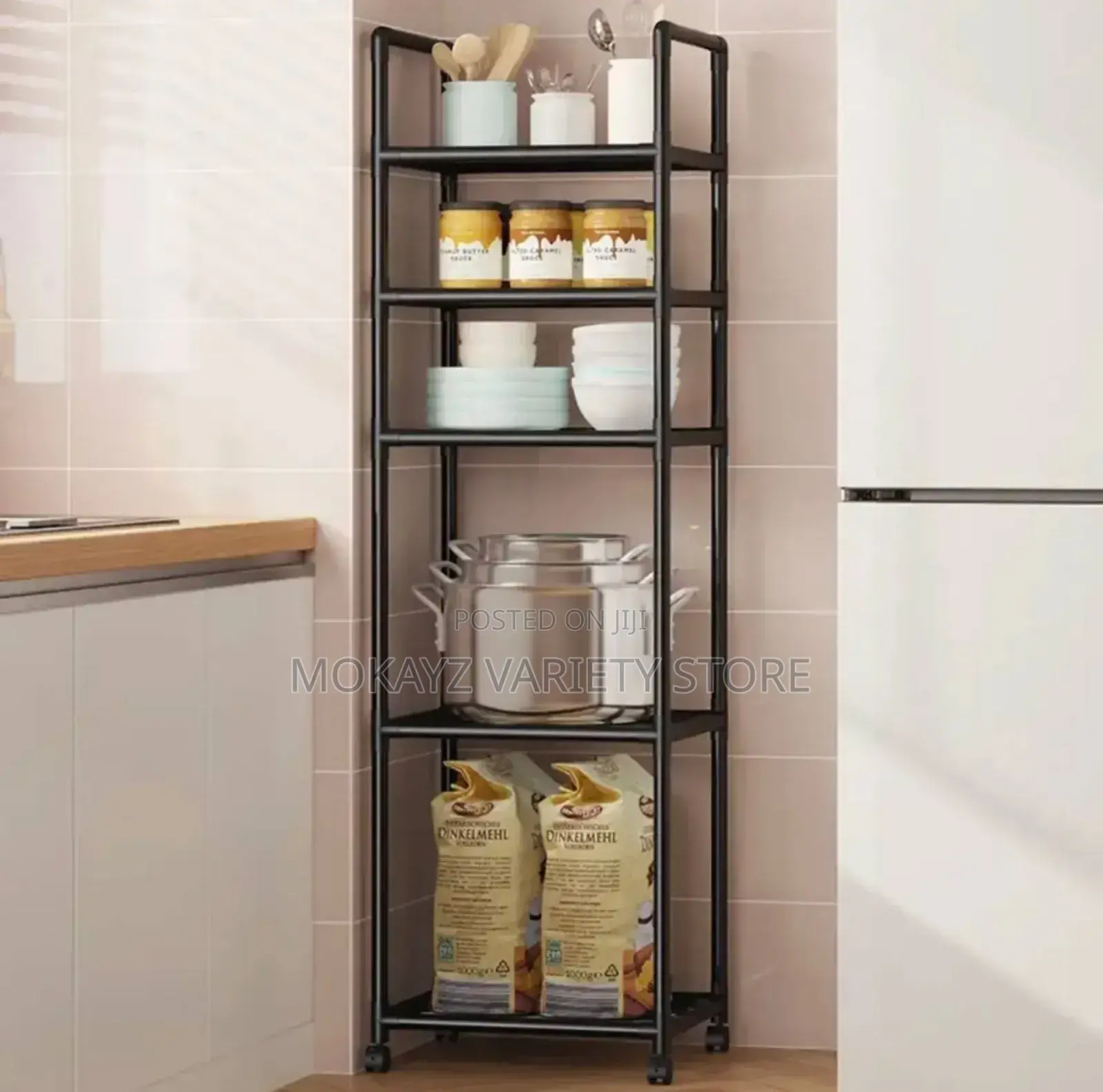 Floor Standing Movable 5-Layers Household Storage Rack
