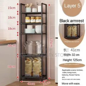 Floor Standing Movable 5-Layers Household Storage Rack