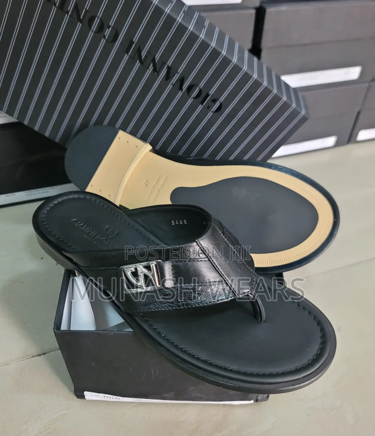 Italian Gianperionicola Leather Slipers for Men Jl