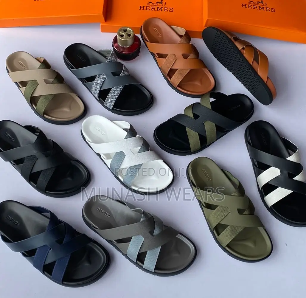 Hermes Basckt Leather Slipers 40-46