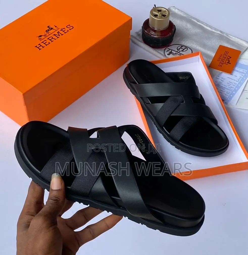 Hermes Basckt Leather Slipers 40-46