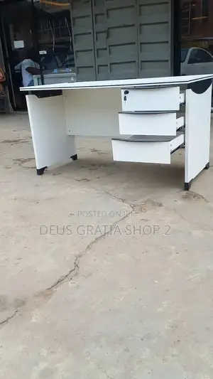 White Office Table With 3 Drawers