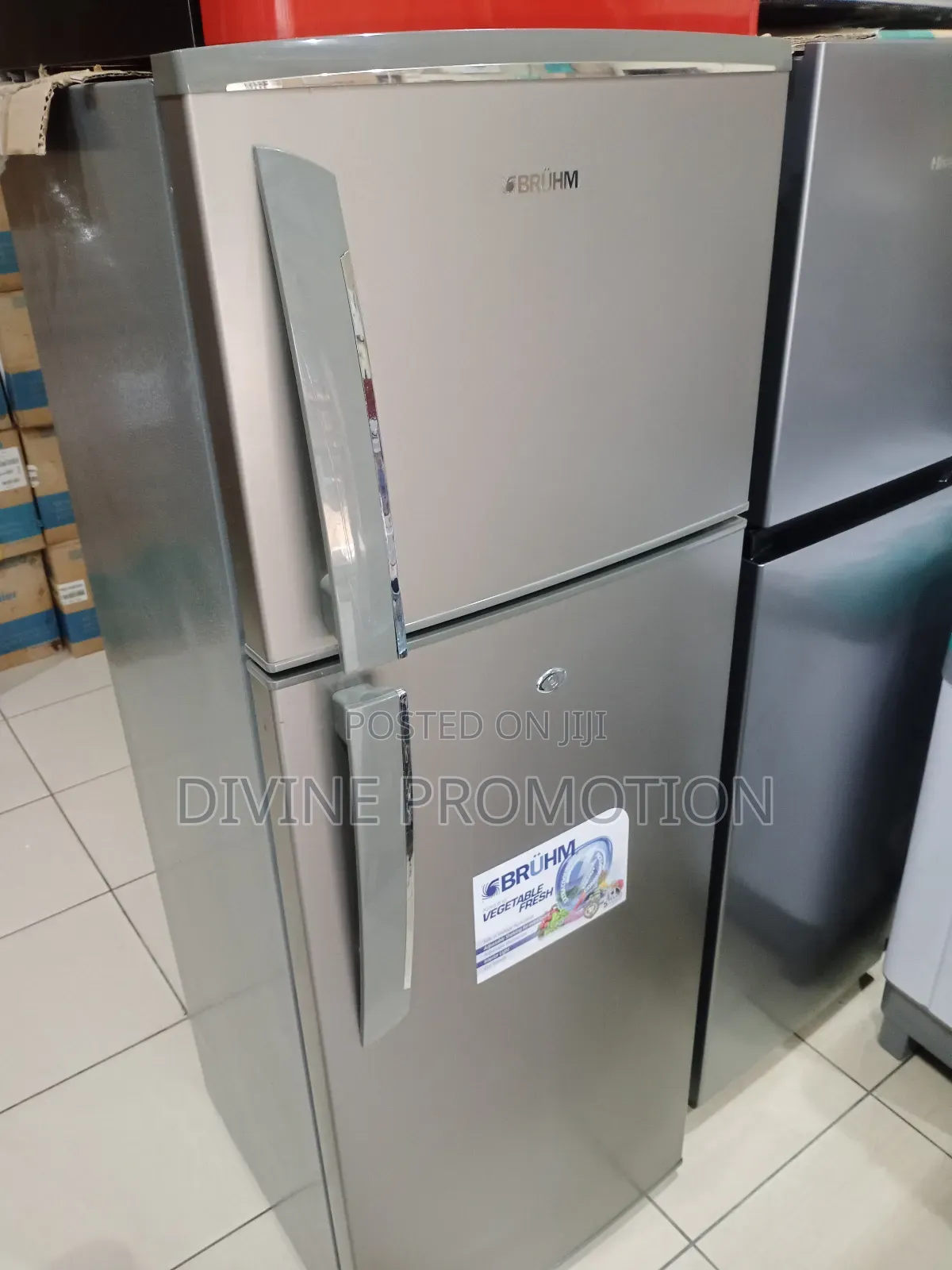 Bruhm 210 Double Door Refrigerator, Silver Color.