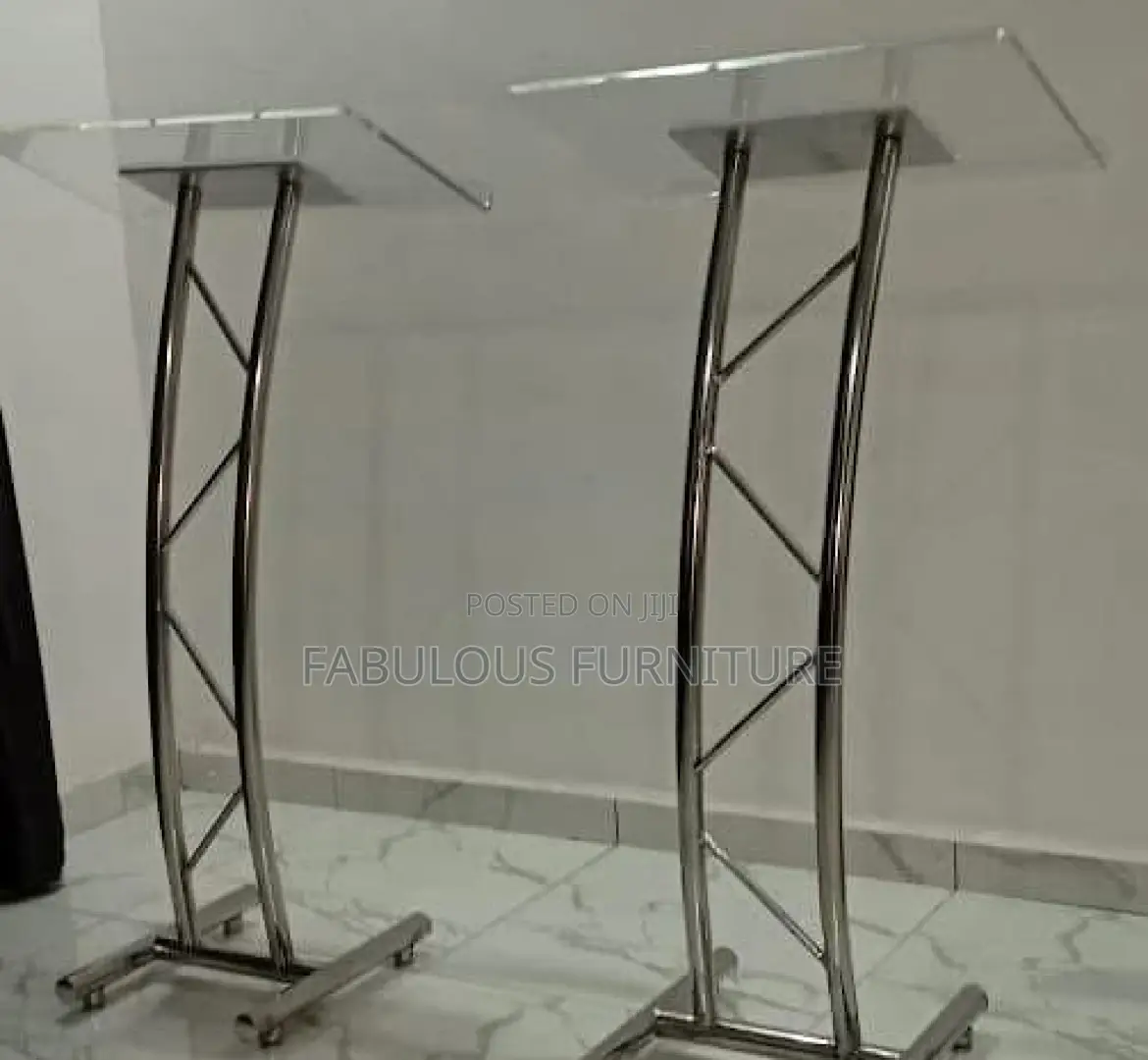 Curved Metal Double Pole Pulpit / Lectern
