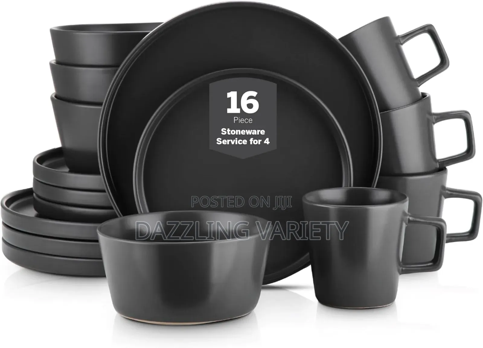 16pcs Luxury Black Ceramic Dinner Set