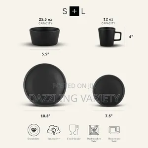 16pcs Luxury Black Ceramic Dinner Set