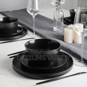 16pcs Luxury Black Ceramic Dinner Set