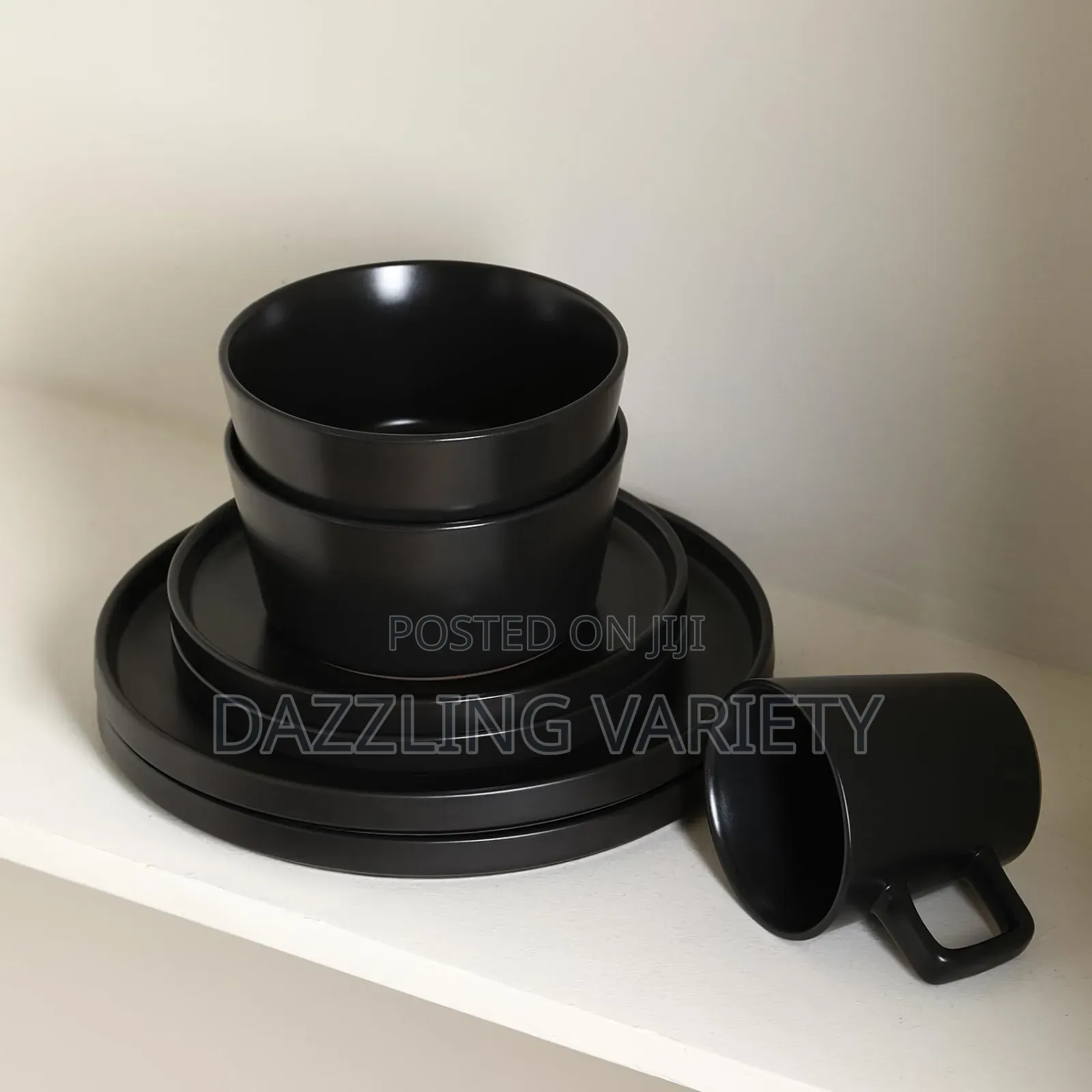 16pcs Luxury Black Ceramic Dinner Set