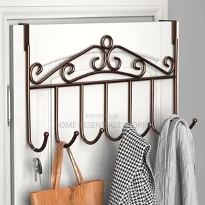 2 Pieces Set of Over Door Metal Hanger Bracket Rack