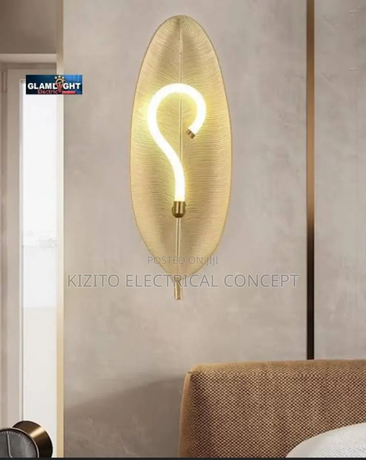 Led Gold Feather Wall Lamp
