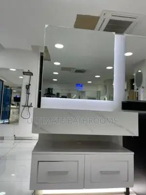 80cm Carrara White Dinning Cabinet With Mirror