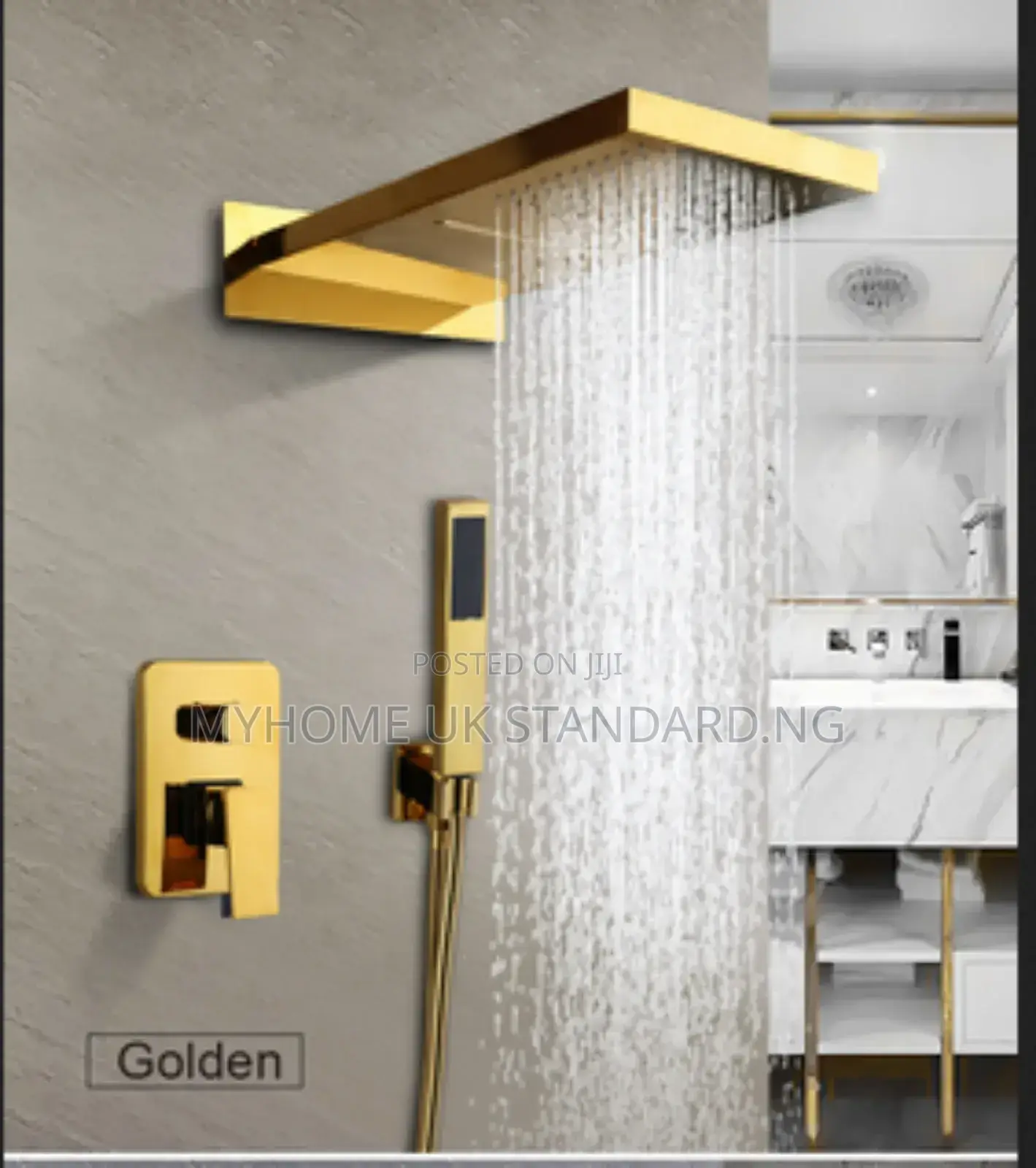 Gold Concealed Square Shower Set