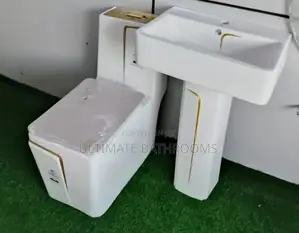 White and Gold Married  Set Watercloset