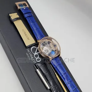 Jacob Co Double Strap Leather Turning Watch