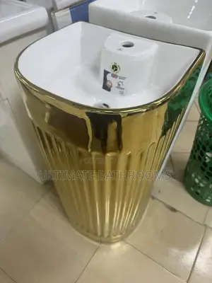 Gold With White Design Dinning/Bathroom Wash Hand Basin
