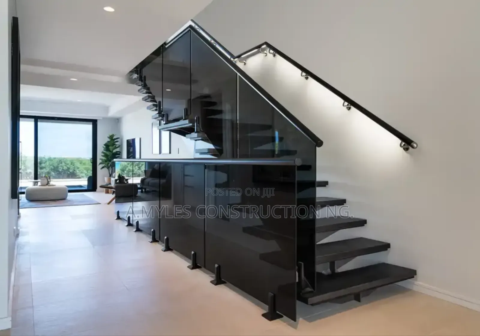 Dark Grey Glass Handrail