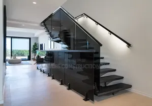 Dark Grey Glass Handrail