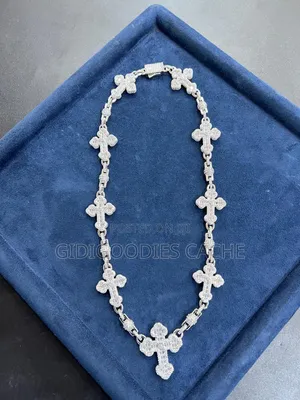 All Iced Link-Up Neck Piece With Pendant/Colored Stones