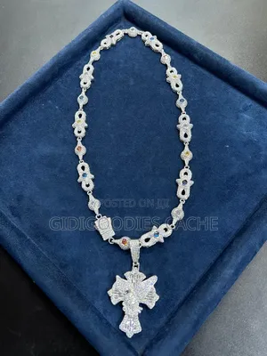 All Iced Link-Up Neck Piece With Pendant/Colored Stones