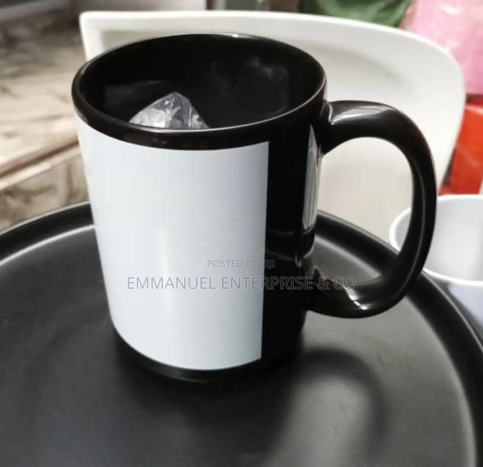 15oz Sublimation Black Mug With White Patch