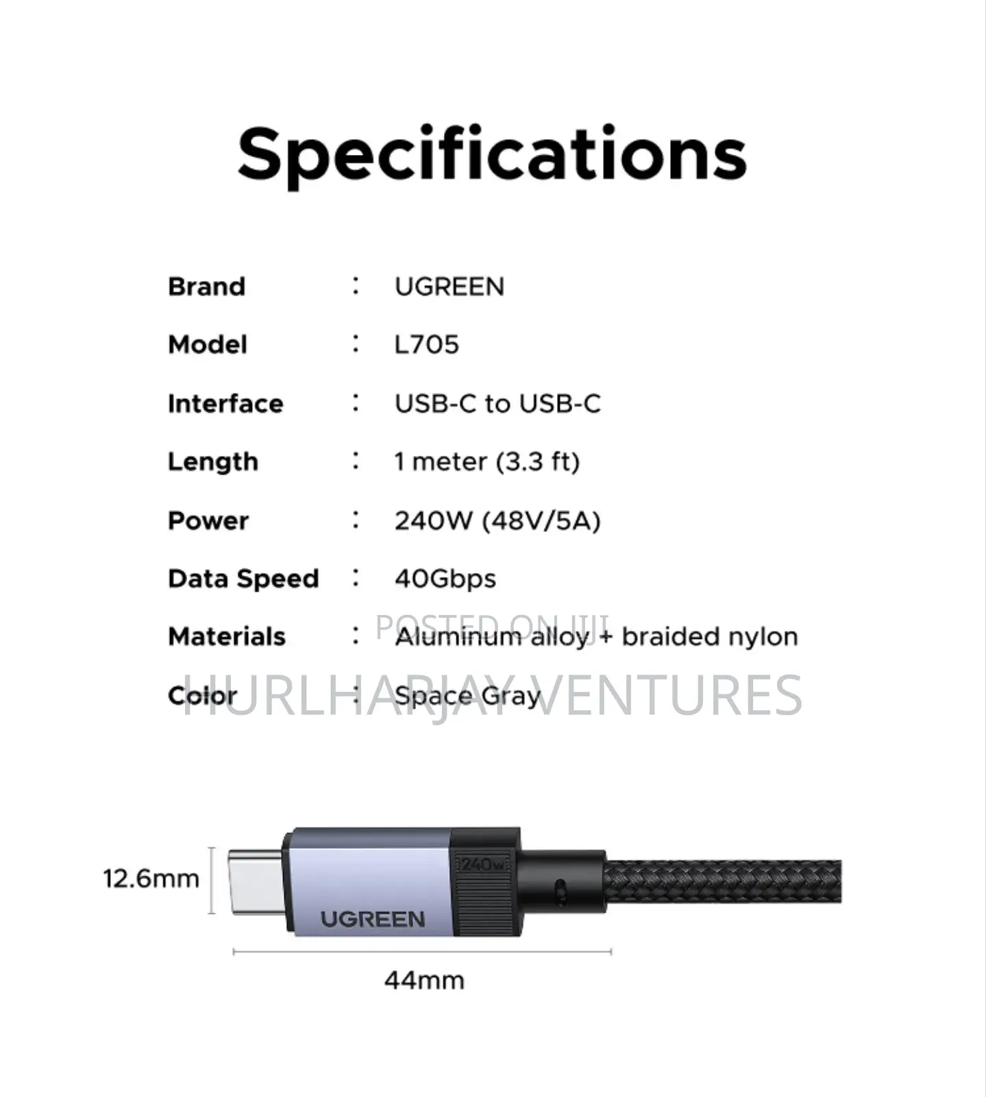 Ugreen 240w Display Thunderbolt Pd Cable