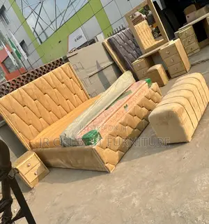 Well Manufactured Upholstery 6 by 6 Wooden Padded Bedframe