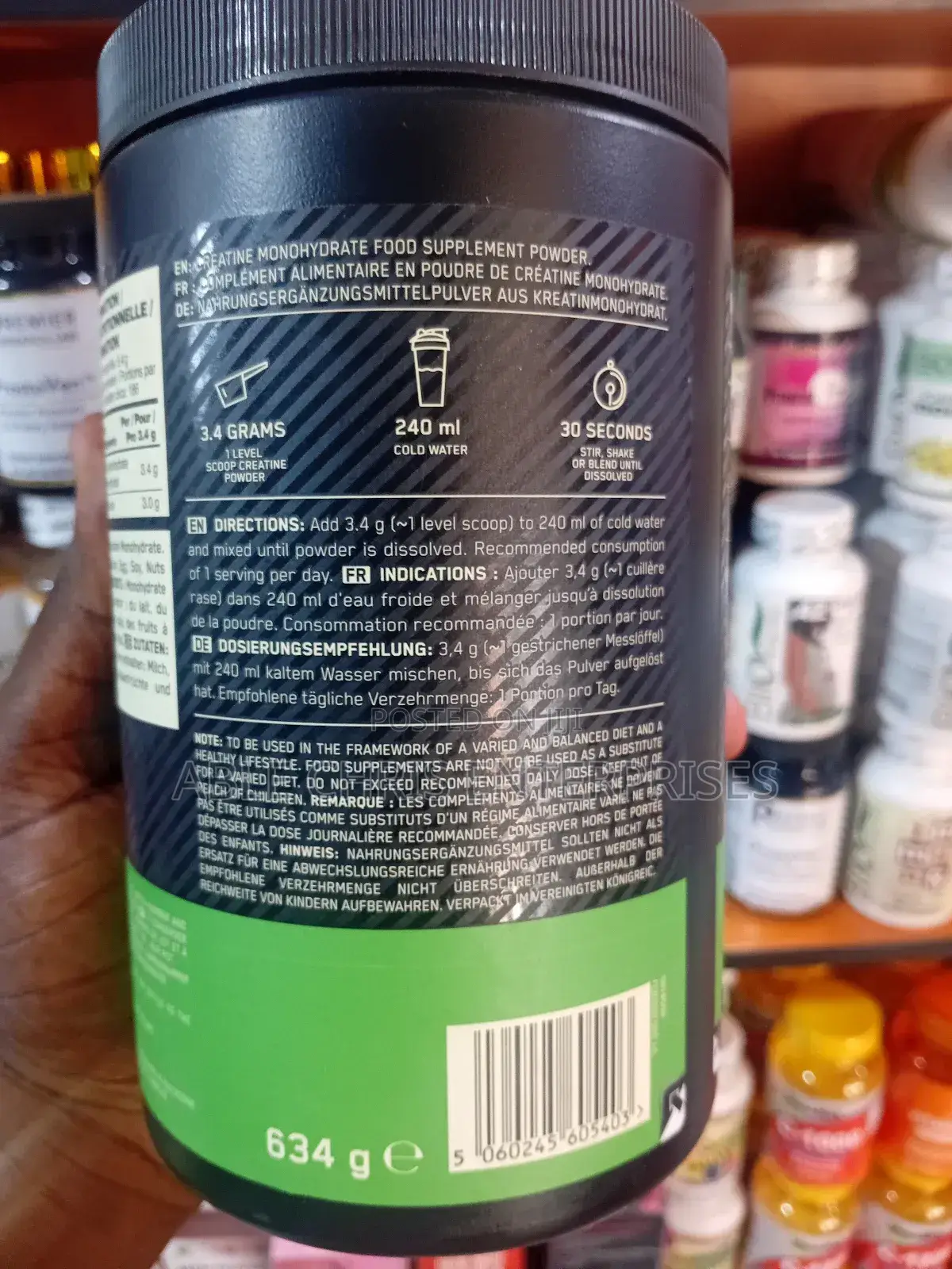 Optimum Nutrition Micronised Creatine Powder.