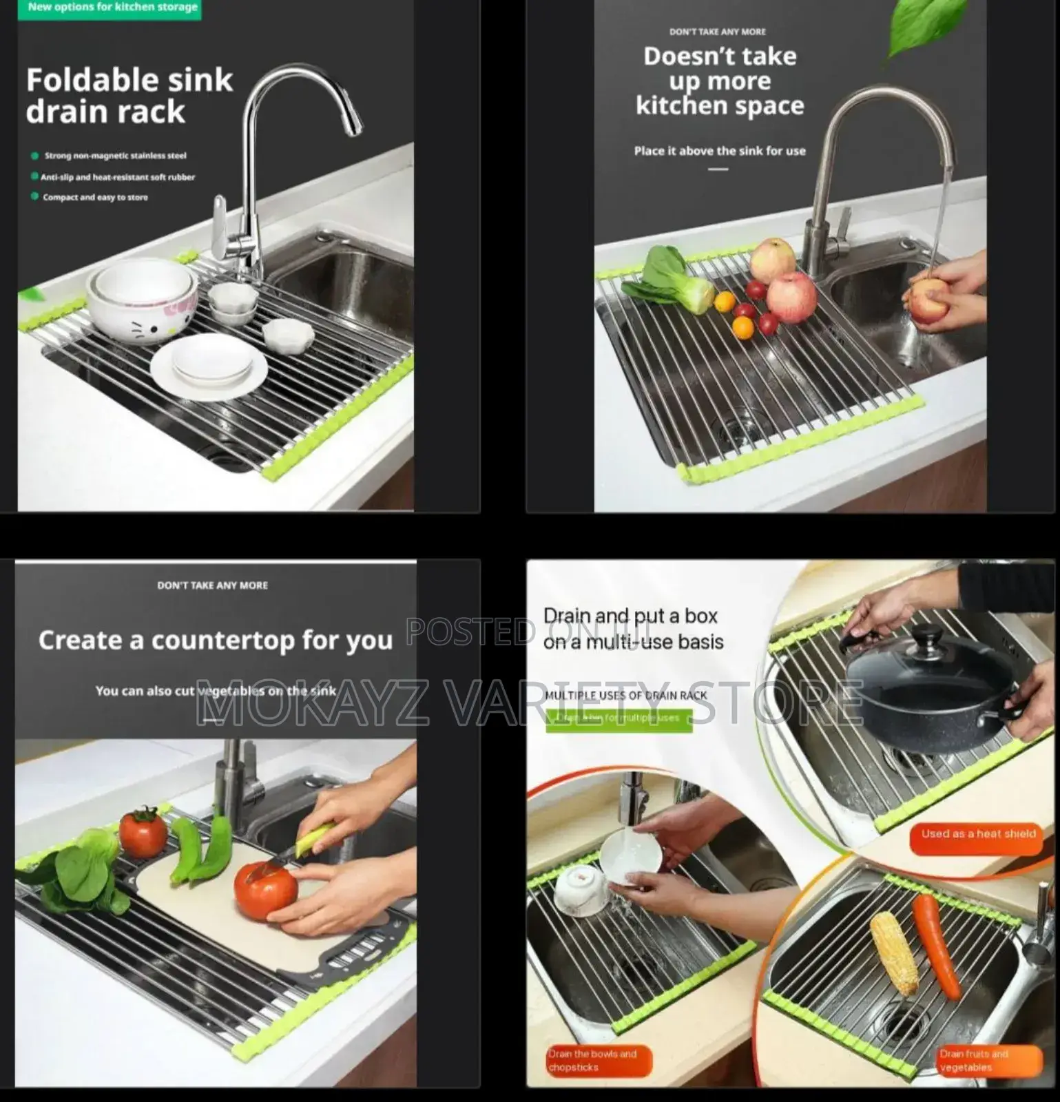 Foldable Multipurpose Sink Drain Rack