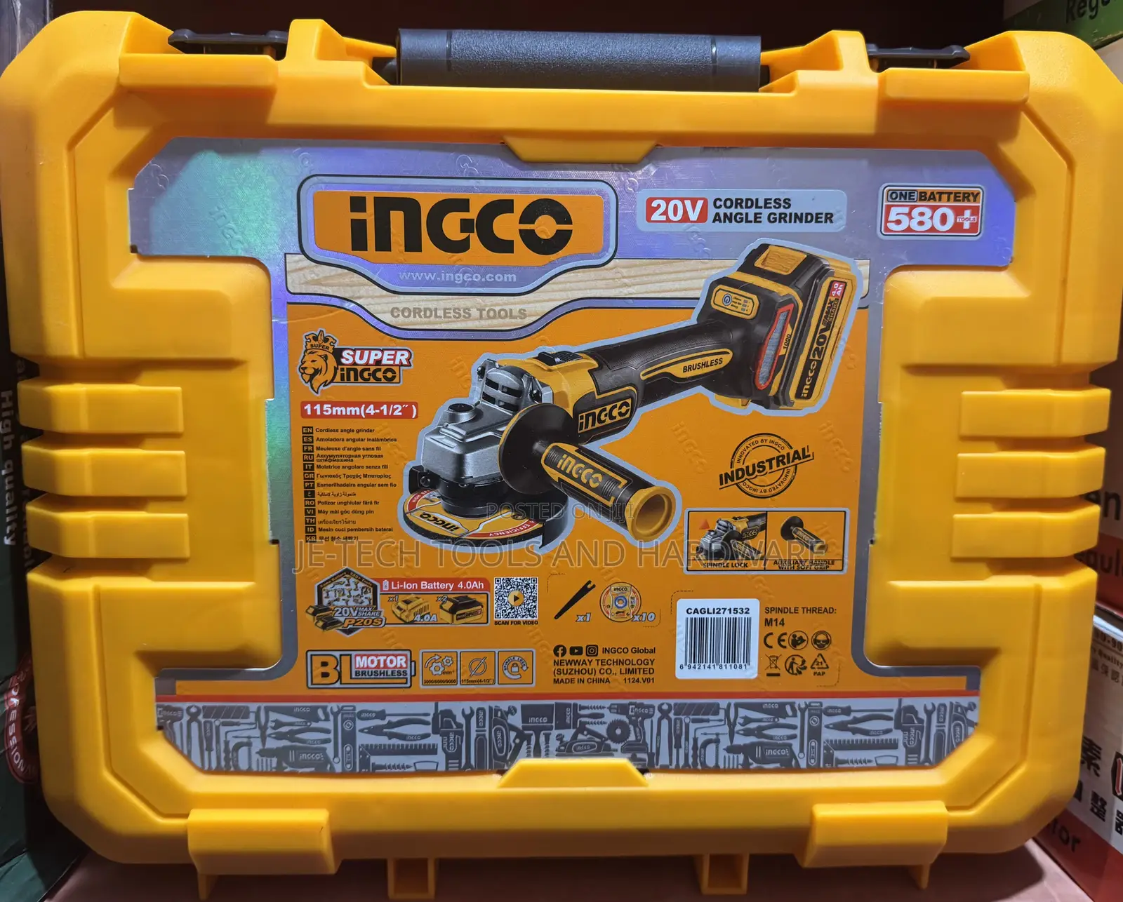 Ingco 20v 2xbattery Angle Grinder Kit With A Carry Case.