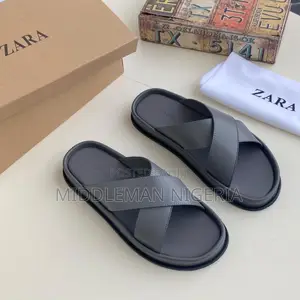 Zara Criss-Cross Scissors Cover Leather Slippers