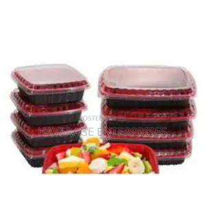 Disposable Plate With Lid Cover Red/Black 300pces