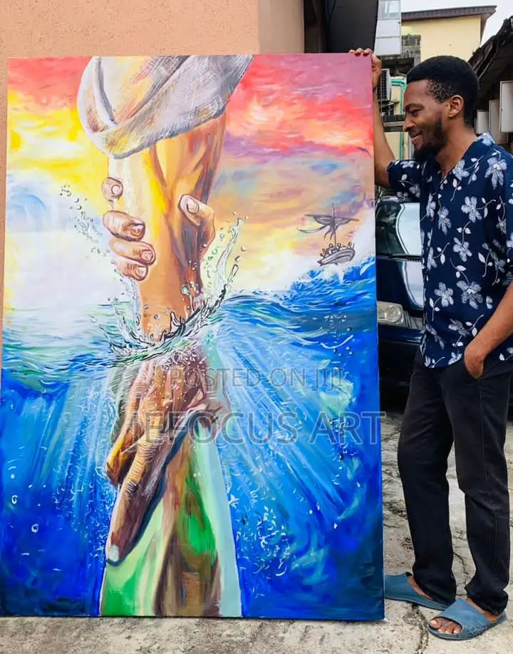 God Saves, Pure Original Oil Paint Very Tall, Huge,Cheap