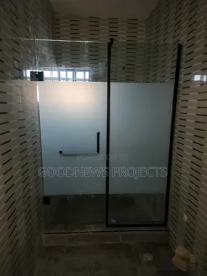 Half Frosted Shower Glass Door ( Black Accessory