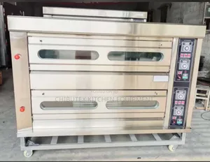 Industrial Gas Oven 2 Deck 4 Trays With Under Shelf