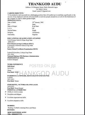 Housekeeping Cleaning Cv