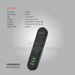 Porodo 50w Multi-Port Usb - Blac