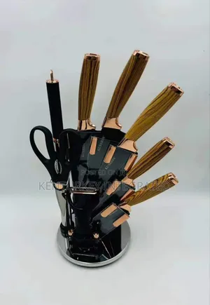 Kunsion Kitchen Knife Set With 360-Degree Rotating Block